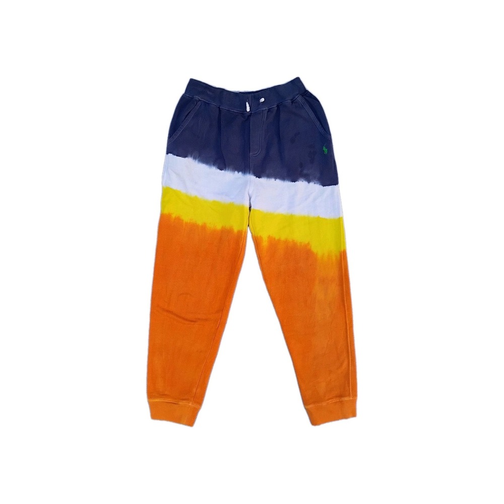 Polo Ralph Lauren Tie Dye Cotton Jogger Sweatpants Orange Blue L 14-16